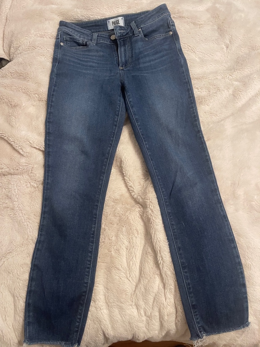 PAIGE Straight Leg Jeans in Dark Blue Wash